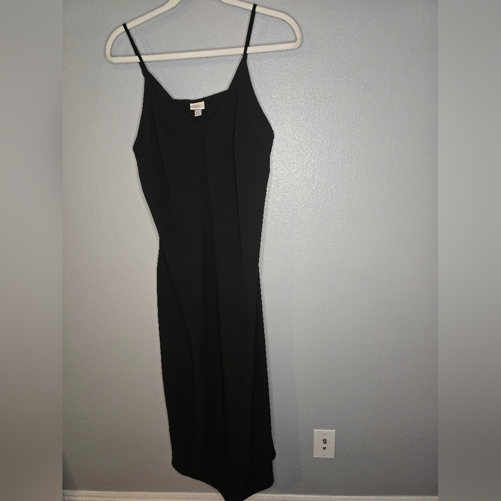A New Day Black Asymmetrical Slip Dress